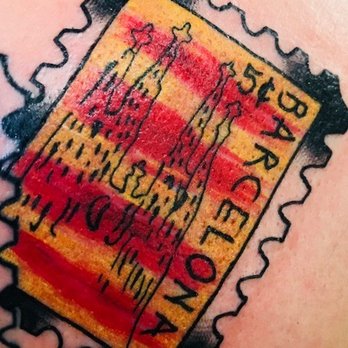 Tattoo Boulevard - Barcelona Sagrada Familia w/ Catalan flag (Tapies style). Tattoo by Miguel Mercado at Tattoo Blvd. - Piercing Near Me - Chicago, Illinois Tattoo Boulevard - Barcelona Sagrada Familia w/ Catalan flag (Tapies style). Tattoo by Miguel Mercado at Tattoo Blvd. - Piercing Near Me - Chicago, Illinois