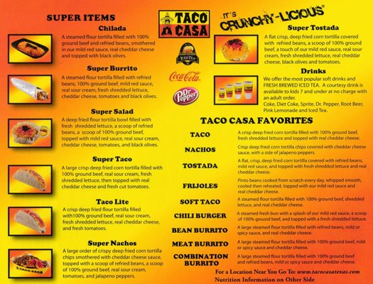 Menu photo 2 Taco Casa Hutto Hutto, TX
