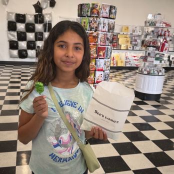 See's Candies - Birthday girl with her free gifts - Candy Stores Near Me - Oxnard, California