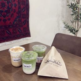 Knafeh latte, Strawberry Cream Matcha, Fig Matcha Knafeh latte, Strawberry Cream Matcha, Fig Matcha