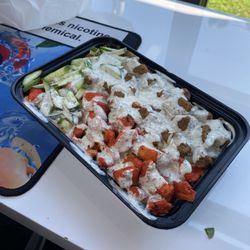 Chicken and lamb over rice