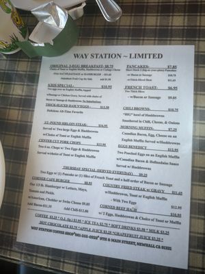 Menu photo 3 Way Station Coffee Shop Newhall, CA