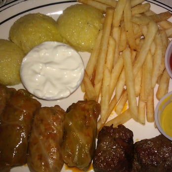 Dunarea Restaurant - Sample platter of cabbage rolls and mititei (not on the menu) - Modern European Near Me - Anaheim, California