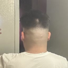 Horrible hair cut. Straight line. This was supposed to be a mid-dropped fade Horrible hair cut. Straight line. This was supposed to be a mid-dropped fade