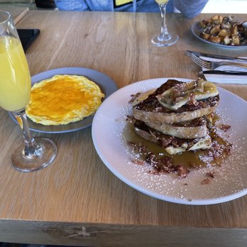 The Cut - Tres Leches French Toast, Scrambled Eggs with Cheddar & Breakfast Potatoes- Delicious - Burgers Near Me - Irvine, California