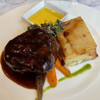 Reading Room Restaurant - Filet Mignon, baby carrots, potato gratin - Seafood Near Me - Bar Harbor, Maine Reading Room Restaurant - Filet Mignon, baby carrots, potato gratin - Seafood Near Me - Bar Harbor, Maine