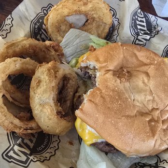 Willie's Grill & Icehouse - Cheeseburger with onion rings - Burgers Near Me - New Braunfels, Texas