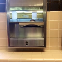 The mirrors at this rest stop are incredibly useful. I'm 5'6", and this is what I can see when standing at the bathroom sinks.