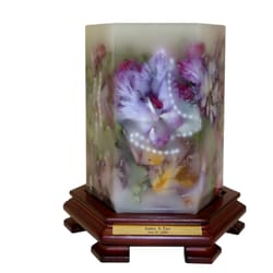 Medium Hexagon Candle Light (Electric with pearls and brass engraved nameplate)