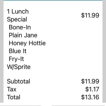 Wing It Los Angeles - Lunch special receipt - Chicken Wings Near Me - Los Angeles, California