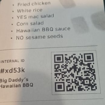 Big Daddy's Hawaiian BBQ - Receipt from GrubHub. This is a remote kitchen on Essex, in Columbus, Oh. - Hawaiian Near Me - Los Angeles, California Big Daddy's Hawaiian BBQ - Receipt from GrubHub. This is a remote kitchen on Essex, in Columbus, Oh. - Hawaiian Near Me - Los Angeles, California