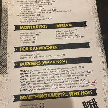 Biercab - Menu - Beer Bar Near Me - Barcelona, B