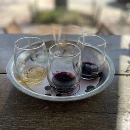 four glasses of wine on a plate four glasses of wine on a plate