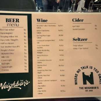 The Neighbor’s - Menu - Cocktail Bars Near Me - Wilson, North Carolina The Neighbor’s - Menu - Cocktail Bars Near Me - Wilson, North Carolina