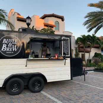 Bustle & Brew - a food truck parked in front of a building - Coffee & Tea Near Me - Boca Raton, Florida