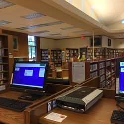 East Aurora Library - A bunch of workstations and lots of comfy chairs and tables