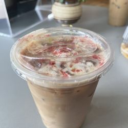 Carbon Coffee Lounge - Raspberry Iced Latte w oat milk