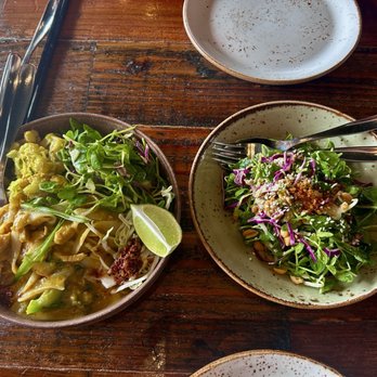 Teni East Kitchen - SPICY NOODLES WITH CHICKEN ( GF) PEA SHOOT SALAD (GF) - Burmese Near Me - Oakland, California Teni East Kitchen - SPICY NOODLES WITH CHICKEN ( GF) PEA SHOOT SALAD (GF) - Burmese Near Me - Oakland, California