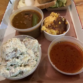 Stiles Switch BBQ & Brew - Sides. Love that they give bread and pickles! - Barbeque Near Me - Austin, Texas