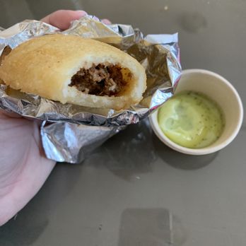 Pomarosa Coffee Shop & Kitchen - Beef Empanada with Aioli sauce - Venezuelan Near Me - Toronto, Ontario