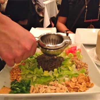 Rangoon Ruby - Mixing the tea salad at the table - Burmese Near Me - San Carlos, California Rangoon Ruby - Mixing the tea salad at the table - Burmese Near Me - San Carlos, California