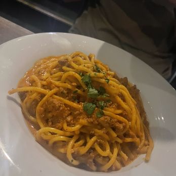 Monello - Spaghetti with bolegnese and cream cheese - Italian Near Me - San Diego, California Monello - Spaghetti with bolegnese and cream cheese - Italian Near Me - San Diego, California