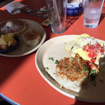 Snooze, an A.M. Eatery - Kids pancakes, chilaquiles, notice the empty drink :( - Breakfast & Brunch Near Me - Gilbert, Arizona