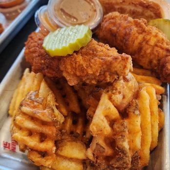 The Waffle Bus - Hot tenders with fries - Waffles Near Me - Houston, Texas The Waffle Bus - Hot tenders with fries - Waffles Near Me - Houston, Texas
