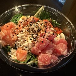 Custom salmon tuna poke bowl
