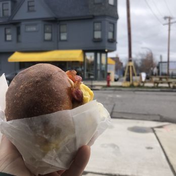 Remedy House - Breakfast sandwich with bacon and garlic aïoli. - Coffee & Tea Near Me - Buffalo, New York