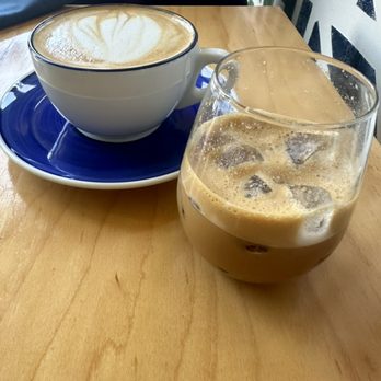 Songbird - Songbird latte (left) and Vietnamese iced coffee (right) - Breakfast & Brunch Near Me - St. Louis, Missouri Songbird - Songbird latte (left) and Vietnamese iced coffee (right) - Breakfast & Brunch Near Me - St. Louis, Missouri
