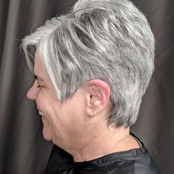 Deena's Tropical Waves - Short wedged textured haircut with Volume at the crown