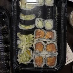 1.Vegetable Roll spicy salmon roll and cucumber roll