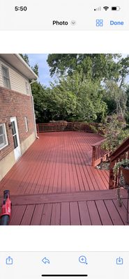 Deck Paint - This deck was in need of repair with splitting boards, as well as some dry rot. We replaced 35 boards, power washed surfaces, repaired fence and painted Deck Paint - This deck was in need of repair with splitting boards, as well as some dry rot. We replaced 35 boards, power washed surfaces, repaired fence and painted