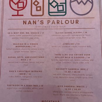 Nan's Parlour - Holiday cocktail menu - Cocktail Bars Near Me - Ottawa, Ontario Nan's Parlour - Holiday cocktail menu - Cocktail Bars Near Me - Ottawa, Ontario