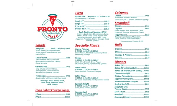 Menu photo 7 Pronto New York Style Pizza Dania Beach, FL Menu photo 7 Pronto New York Style Pizza Dania Beach, FL