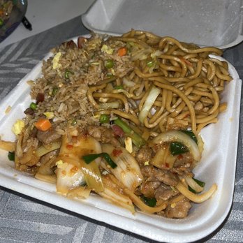 Ocean Restaurant - Broccoli Beef Dinner Plate with pork fried rice and chow mein. - Chinese Near Me - Winters, California Ocean Restaurant - Broccoli Beef Dinner Plate with pork fried rice and chow mein. - Chinese Near Me - Winters, California