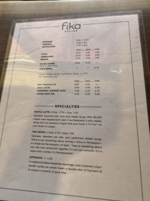 Menu photo 1 Fika Coffee Lutsen, MN Menu photo 1 Fika Coffee Lutsen, MN