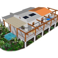 Silkwoods Studio - Jibaritos House deck and pool rendering.