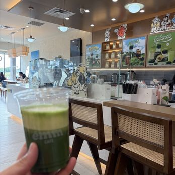Êmm Cafe - Coconut Oat Matcha with no ice - Cafes Near Me - Houston, Texas