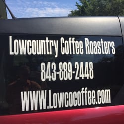 Lowcountry Coffee Roasters - Contact details from the side of their van.