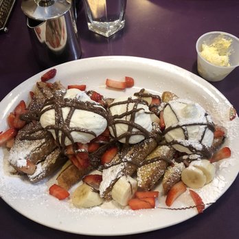 Stacks - Strawberry/Banana and Nutella French Toast and a pancake - Breakfast & Brunch Near Me - Campbell, California Stacks - Strawberry/Banana and Nutella French Toast and a pancake - Breakfast & Brunch Near Me - Campbell, California
