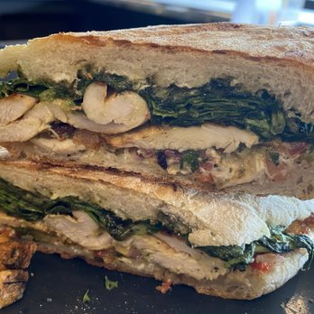 Press 195 - Close up of #42 - Grilled Chicken, Goat cheese, & Tomato Olive Bruschetta - Sandwiches Near Me - Plainview, New York