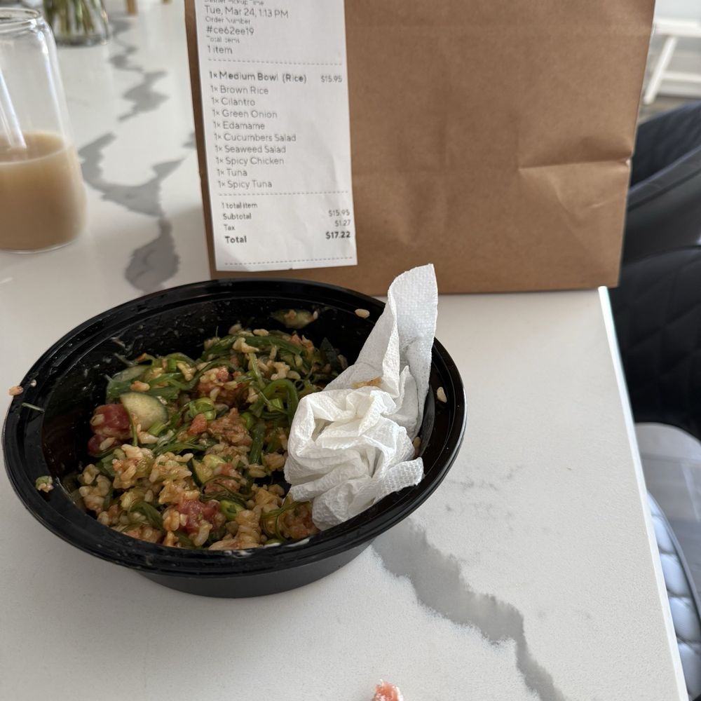 Poke - Athens - Medium Bowl (Rice) with tuna and raw chicken - Poke Near Me - Athens, Georgia Poke - Athens - Medium Bowl (Rice) with tuna and raw chicken - Poke Near Me - Athens, Georgia