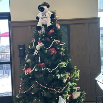Chick-fil-A - Christmas tree with teddy cow on top! - Fast Food Near Me - McKinney, Texas