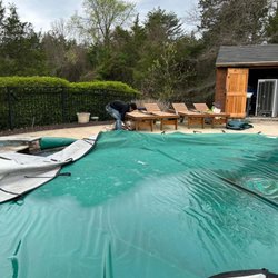 Mimi’s Pool - Getting ready for the summer. Opening the pool with the covers on
