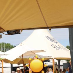 Belle's - Outdoor seating with a view of the boat harbor