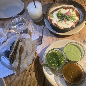 Oaxaca - Chips with salsa trio and queso fundido - Mexican Near Me - Atlanta, Georgia