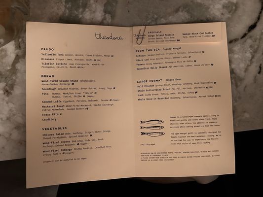 Menu photo 3 Theodora Brooklyn, NY