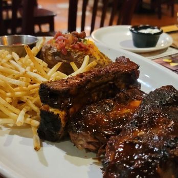 Bobby Q - Smoked Jumbo Texas Beef Ribs Platter w/ shoestring fries and baked potatoe - Barbeque Near Me - Phoenix, Arizona